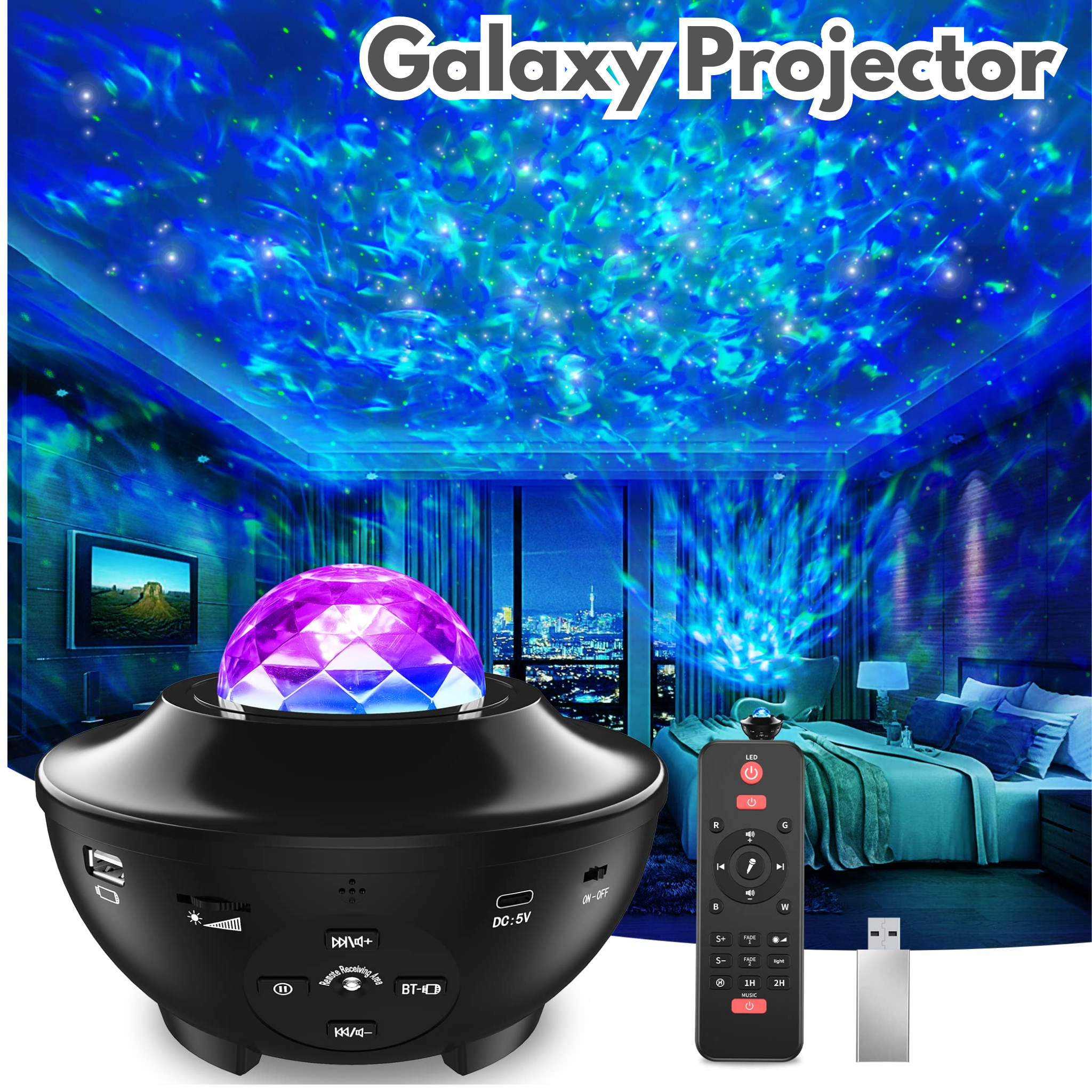 Galaxy Projector With Speaker (Remote Control)